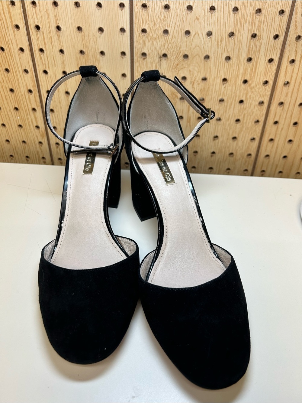 Louise et Cie Black Ankle-Strap Block Heels